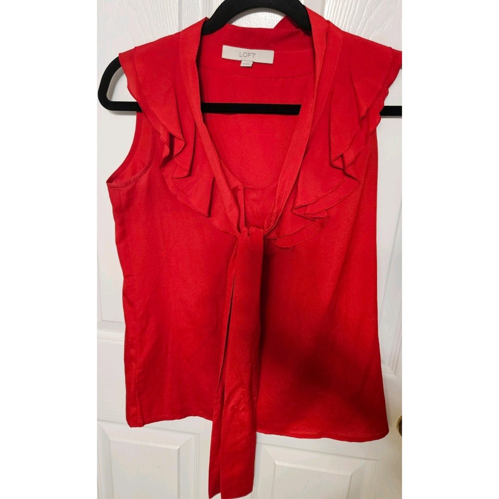 Loft Blouse Women's Petite XS Ruffle Popover Sleeveless Tank Top Casual Shirt